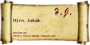 Hirn Jakab névjegykártya